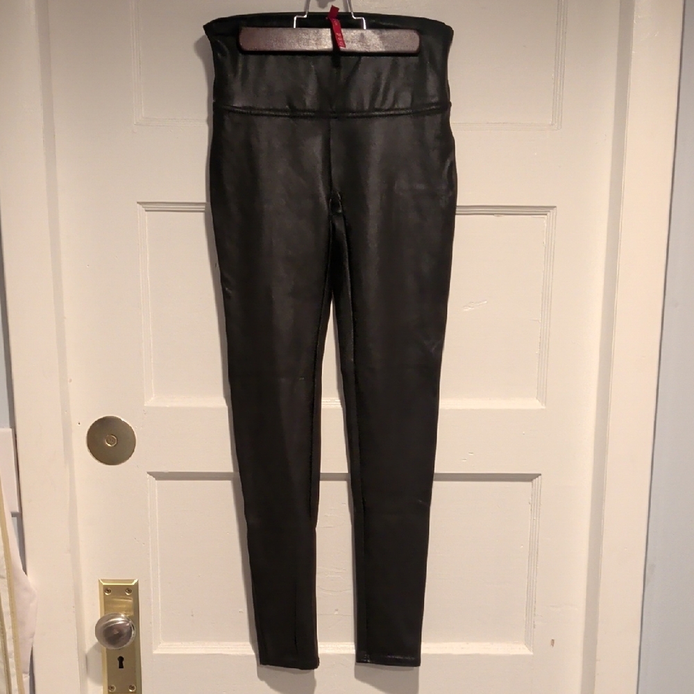 SPANX Charcoal Faux Leather Leggings